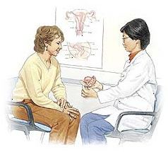 Proveedor de atención médica que muestra modelo de mujer de útero. Proveedor de atención médica que muestra modelo de mujer de útero.