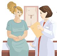 Chica en una camilla habla con un proveedor de salud médica.