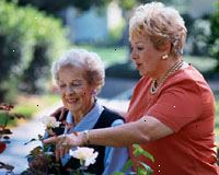 Foto de dos mujeres de edad avanzada, sonriendo Foto de dos mujeres de edad avanzada, sonriendo